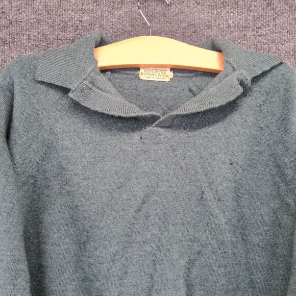 Fully Fashioned Women's Sweater Green 40 Collared Botany Wool Made in Scotland - Picture 3 of 14